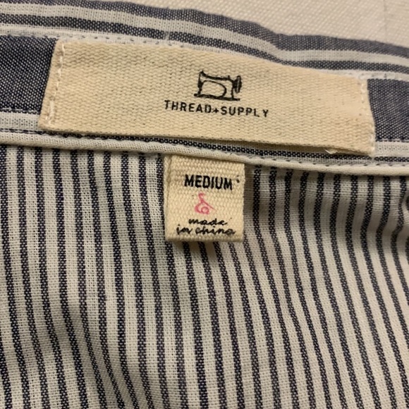 THREAD and Supply Striped Cotton Cropped Button Down Shirt Size M- New W/Out Tag - Picture 7 of 10